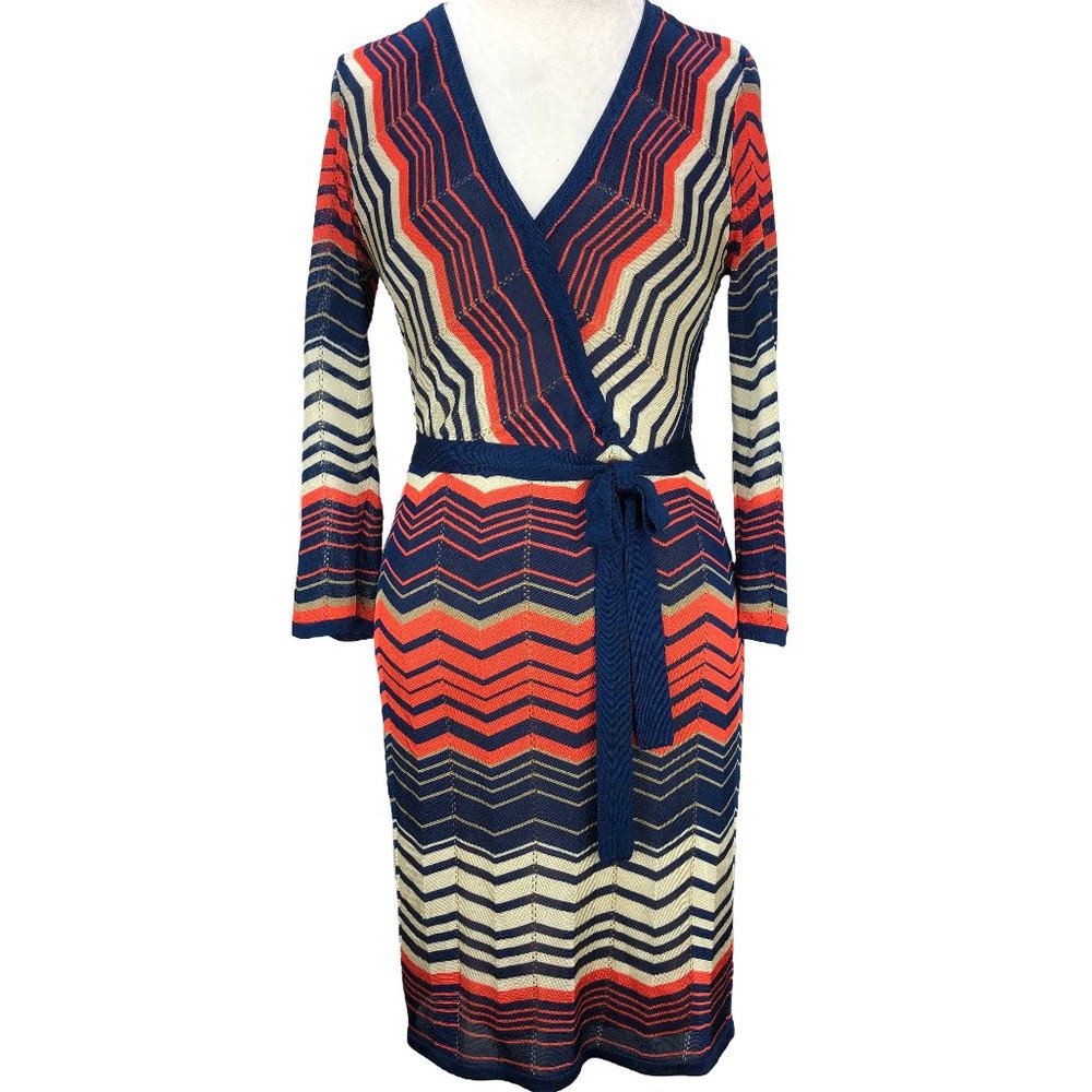 TRINA TURK chevron fine knit designer dress - SZ S